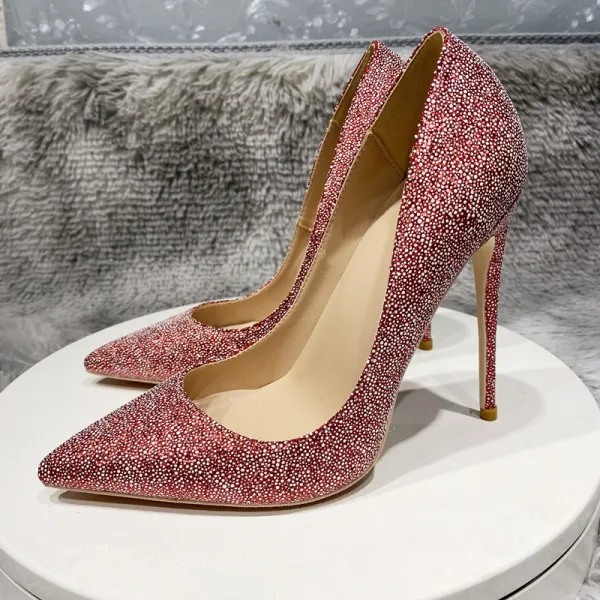 Charmant Rot Geflecktes Abend Pumps 2022 12 cm Stilettos Spitzschuh Pumps Hochhackige
