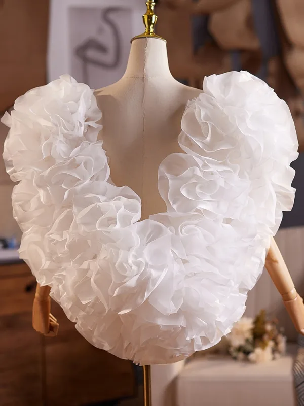 Fashion White Handmade  Flower Prom shawl 2025