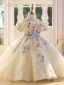 Flower Fairy Sage Green Beading Appliques Sequins Birthday Flower Girl Dresses 2025 Ball Gown Scoop Neck Short Sleeve Backless Floor-Length / Long