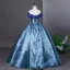 Vintage / Retro Pool Blue Prom Dresses 2025 Strapless Ball Gown Sleeveless Backless Floor-Length / Long Prom Formal Dresses