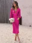 Sexy Dark Green Holiday Beach Satin Women Dresses 2023 Deep V-Neck Long Sleeve Backless Lace Up Tea-length Womens Clothing