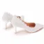 Chic / Beautiful White Pearl Lace Flower Wedding Shoes 2022 7 cm Stiletto Heels Pointed Toe Wedding Pumps High Heels