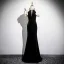 Glamorous Sorte Beading Gallakjoler 2025 Havfrue Scoop Neck Flæse Kort Ærme Lange Galla Kjoler