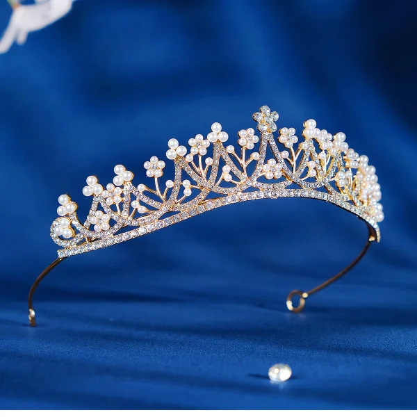 Charmant Doré Perle Faux Diamant Accessoire Cheveux Mariage 2023 Mariage Alliage