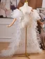 Charming White Cascading Ruffles Wedding Short Sleeve shawl 2025 Tulle