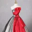 Unusual Grey Two Tone Satin Prom Dresses 2024 Ball Gown Strapless Sleeveless Backless Floor-Length / Long Prom Formal Dresses