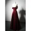 Elegant Burgundy Beading Prom Dresses 2024 A-Line / Princess Strapless Sleeveless Backless Floor-Length / Long Satin Prom Formal Dresses