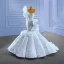 Luxus / Herrlich Sexy Weiß Fallende Rüsche Brautkleider / Hochzeitskleider 2022 Meerjungfrau One-Shoulder Strass Pailletten Lange Ärmel Rückenfreies Kapelle-Schleppe Hochzeit