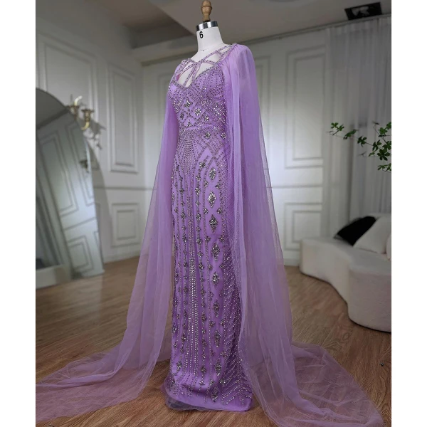 Haut de Gamme Scintillantes Lilas Paillettes Robe De Bal 2024 Trompette / Sirène Bretelles Spaghetti Sans Manches Dos Nu Train De Balayage Promo Robe De Ceremonie