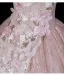 Blumenfee Rosa Perlenstickerei Pailletten Spitze Blumen Applikationen Ballkleider 2026 Ballkleid Eckiger Ausschnitt Rückenfreies Kurze Ärmel