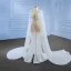 Luxury / Gorgeous Ivory Handmade  Beading Sequins Pearl Wedding Dresses 2022 Trumpet / Mermaid Scoop Neck Long Sleeve Backless Sweep Train Wedding
