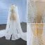 Luxury / Gorgeous Ivory Handmade  Beading Sequins Pearl Wedding Dresses 2022 Trumpet / Mermaid Scoop Neck Long Sleeve Backless Sweep Train Wedding