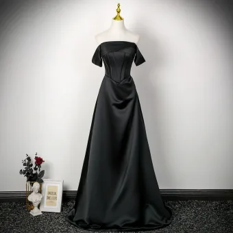 Élégant Noire Robe De Bal 2025 Princesse De L Épaule Sans Manches Dos Nu Longue Promo Robe De Ceremonie