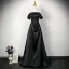 Elegant Black Prom Dresses 2025 A-Line / Princess Off-The-Shoulder Sleeveless Backless Floor-Length / Long Prom Formal Dresses