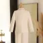 Blanche Faux Diamant Manches Longues 5 pièces Costume Garçon Mariage Mariage 2025 Manteau Pantalon Chemise Cravate Gilet