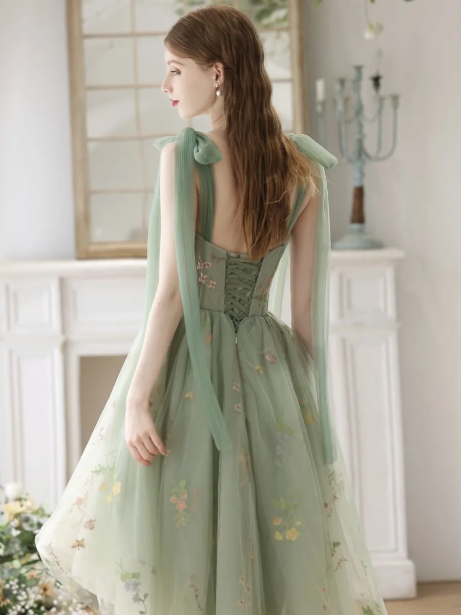 slim fit dress slacks High-Low White Graduation Dress with Lace Ruffle White / 4 main image 0