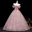 Traumhaft Rosa Applikationen Stickerei Ballkleider 2026 Ballkleid Off Shoulder Kurze Ärmel Rückenfreies Lange Festliche Kleider