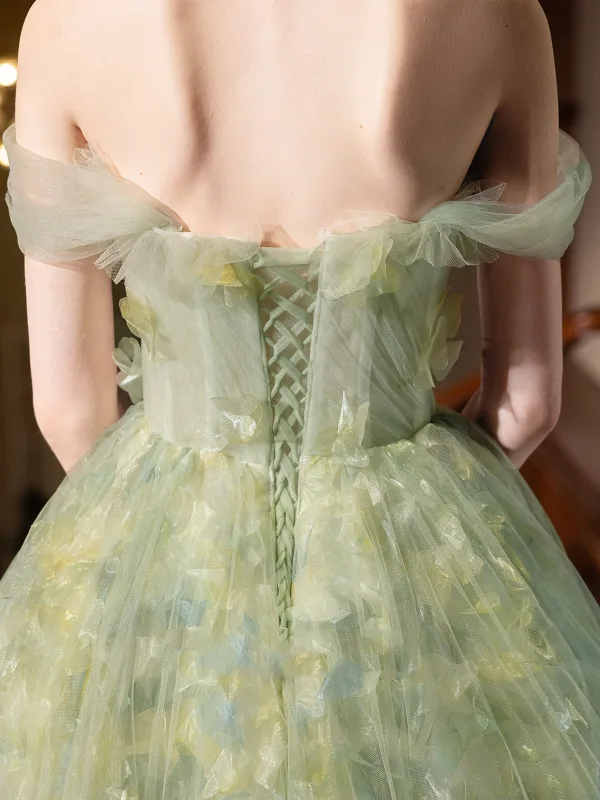 sachin and babi light blue dress Flower Fairy Sage Green Appliques A-Line Princess Prom Dresses 2025 Strapless Sleeveless