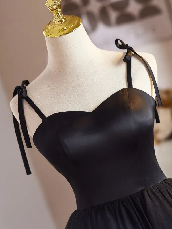Audrey Hepburn Style Black Prom Dresses 2025 A-Line / Princess Spaghetti Straps Sleeveless Backless Floor-Length / Long Formal Dresses