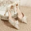 Elegant White Pearl Rhinestone Appliques Wedding Shoes 2024 8 cm Stiletto Heels Pointed Toe Wedding Sandals High Heels