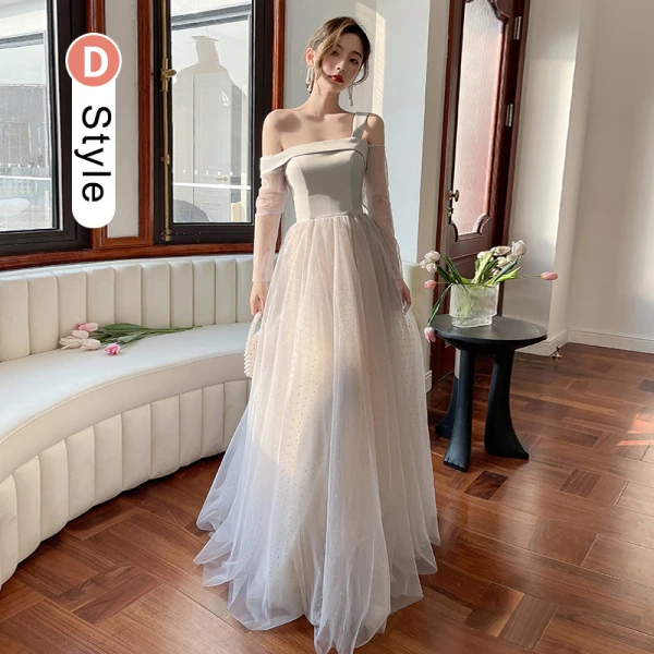 Modest / Simple Grey Spotted Bridesmaid Dresses 2022 A-Line / Princess Puffy Short Sleeve Backless Floor-Length / Long Bridesmaid Formal Dresses Bridesmaid Dresses
