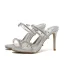 Sexy Silver Rhinestone Evening Party Womens Sandals 2022 9 cm Stiletto Heels Open / Peep Toe Sandals High Heels