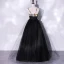 Classic Black Lace Flower Prom Dresses 2022 A-Line / Princess Spaghetti Straps Sleeveless Backless Floor-Length / Long Prom Formal Dresses