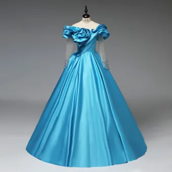 Vintage Blauw Kralen Satijn Galajurken 2025 Baljurk Ronde Hals Lange Mouwen Ruglooze Lange Gelegenheid Jurken