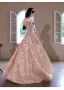 Eleganckie Rumieniąc Różowy Druk Sukienki Na Bal 2025 Princessa Przy Ramieniu Kokarda Bufiasta Kótkie Rękawy Bez Pleców Długie Bal Sukienki Wizytowe
