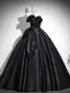 Elegant Black Bow Prom Dresses 2026 Ball Gown Off-The-Shoulder Short Sleeve Backless Floor-Length / Long Formal Dresses