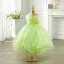 Fashion Green Cascading Ruffles Birthday Flower Girl Dresses 2024 Ball Gown Scoop Neck Sleeveless Backless Floor-Length / Long