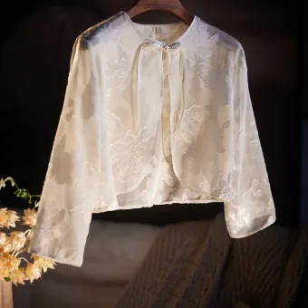 Vintage Vita Broderade Långärmad Sjal 2025