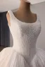 Vintage / Retro High-end White Handmade  Pearl Wedding Dresses 2026 Ball Gown U-Neck Sleeveless Backless Chapel Train