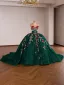 Luksus Vintage Mørk Grønn Beading Blonder Blomst Perle Appliques Ballkjoler 2026 Ballkjole Kjæreste Korte Ermer Ryggløse Lange