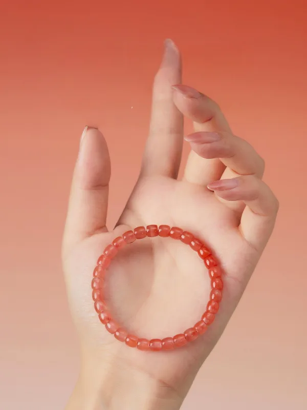 Chic / Beautiful Gradient-Color Red Handmade  Agate Bracelet Accessories 2025