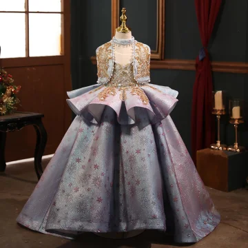 High End Lavender Beading Glitter Pearl Rhinestone Sequins Cascading Ruffles Birthday Flower Girl Dresses 2024 Ball Gown Scoop Neck Sleeveless