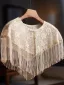 Charming Champagne Handmade  Lace Flower Tassel shawl 2025