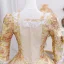Vintage / Retro Medieval Gold Printing Bow Lace Flower Prom Dresses 2025 Ball Gown Square Neckline Bell sleeves Floor-Length / Long Formal Dresses