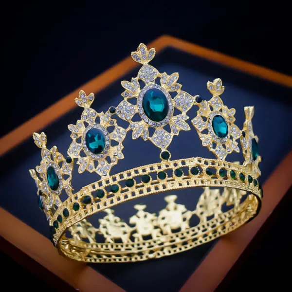 Fashion Royal Blue Crystal Rhinestone Wedding Crown 2022 Alloy Bridal Hair Accessories