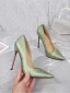 Elegante Chinese Stijl Saliegroen Gala Leer Pumps 2025 12 cm Naaldhakken / Stiletto Spitse Neus Pumps Hoge Hakken