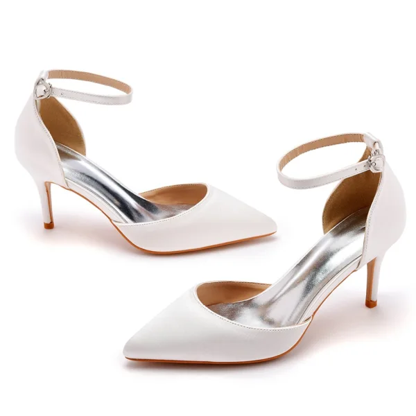 Modest / Simple Black Street Wear Womens Sandals 2023 Ankle Strap 7 cm Stiletto Heels Pointed Toe Sandals High Heels