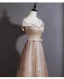 Dazzling Gold Sequins Rhinestone Bow Sash Evening Dresses 2026 A-Line / Princess Scoop Neck Cap Sleeves Backless