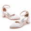 Chic / Belle Blanche Promo Sandales Femme 2023 Bride Cheville 7 cm Talons Épais À Bout Pointu Sandales Talons Hauts