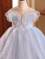 Chic / Beautiful Sky Blue Beading Cascading Ruffles Birthday Flower Girl Dresses 2024 Ball Gown Scoop Neck Sleeveless Backless Floor-Length / Long