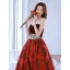 Chic / Beautiful Burgundy Prom Dresses 2022 A-Line / Princess Suede Strapless Rhinestone Sleeveless Backless Floor-Length / Long Formal Dresses