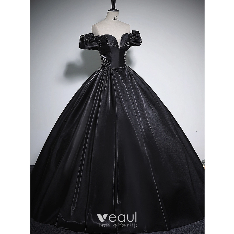 Black Satin Prom Dresses Two Layers A-line Evening Dress Elegant Detachable Shawl Satin Family Gather Vestidos De Fiesta main image 0