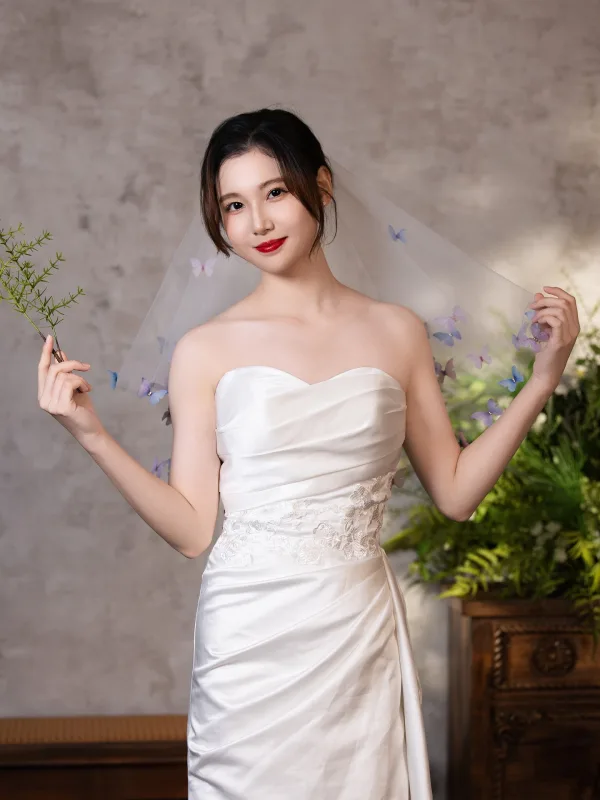 Chic / Belle Blanche Papillon Voile De Mariée 2025 0.5 m Tulle