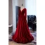 Simple Bordeaux Daim Velour Robe De Bal 2023 Princesse Encolure Dégagée Perlage Paillettes 3/4 Manches Longue Promo Robe De Ceremonie