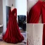 Simple Bordeaux Daim Velour Robe De Bal 2023 Princesse Encolure Dégagée Perlage Paillettes 3/4 Manches Longue Promo Robe De Ceremonie