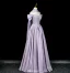 Charmant Lavendel Strass Pailletten Ballkleider 2026 A Linie Off Shoulder Kurze Ärmel Rückenfreies Lange Festliche Kleider
